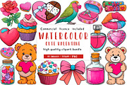 Watercolor Valentine's Day clipart, an Illustration by CreationArt (Thumbnail 1 of 5)