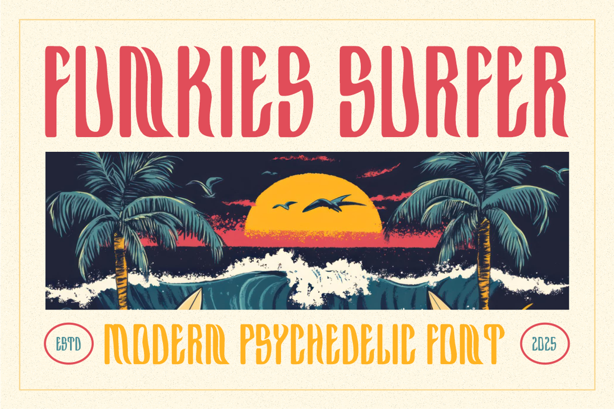 Funkies Surfer Modern Psychedelic, a Font by PutraCetol Studio (Photo 1 of 5)