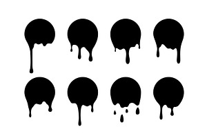 Drip Paint Stickers. Black Melted