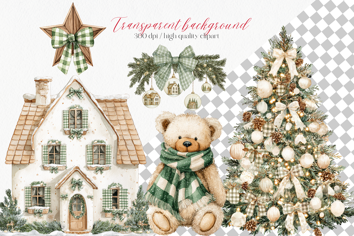 Neutral Christmas Clipart Pine Green, an Illustration by ClipArtCharm (Photo 5 of 5)