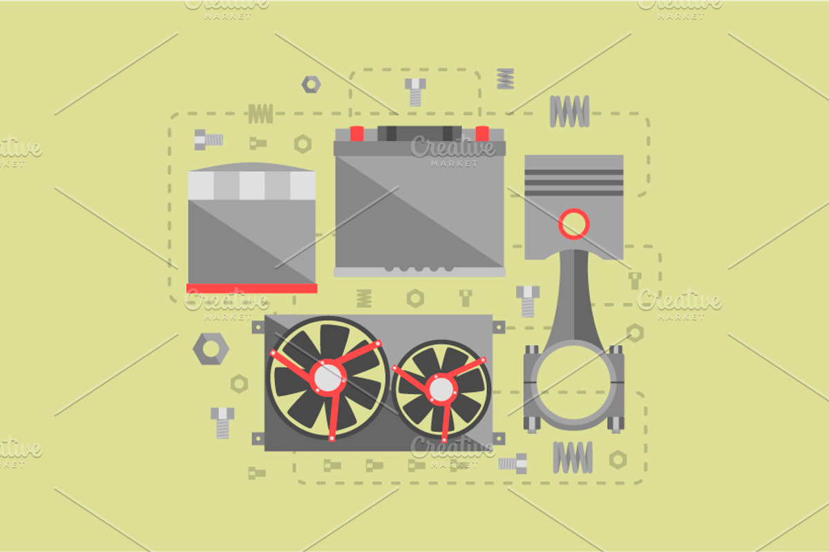 16 Auto Spare Parts Set, an Icon by Olha Kostiuk (Photo 7 of 10)