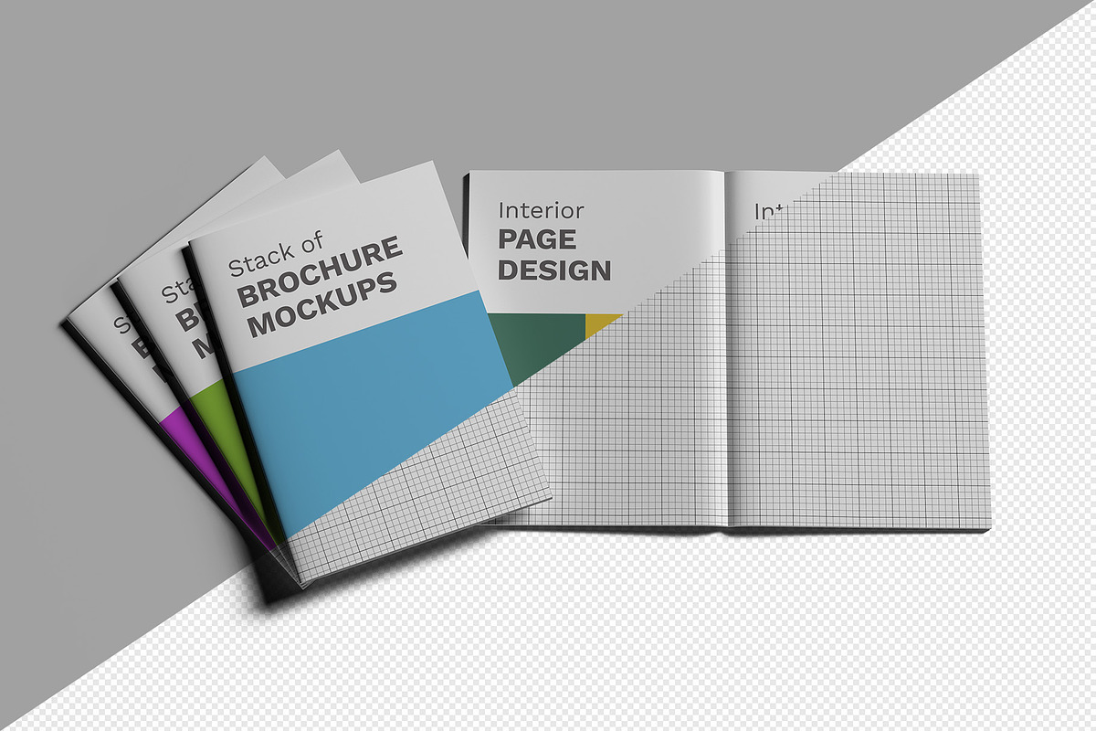 Stacked Brochure Mockup Kit 11 Views, a Books & Magazine Mockup by Illusiongraphic (Photo 16 of 28)