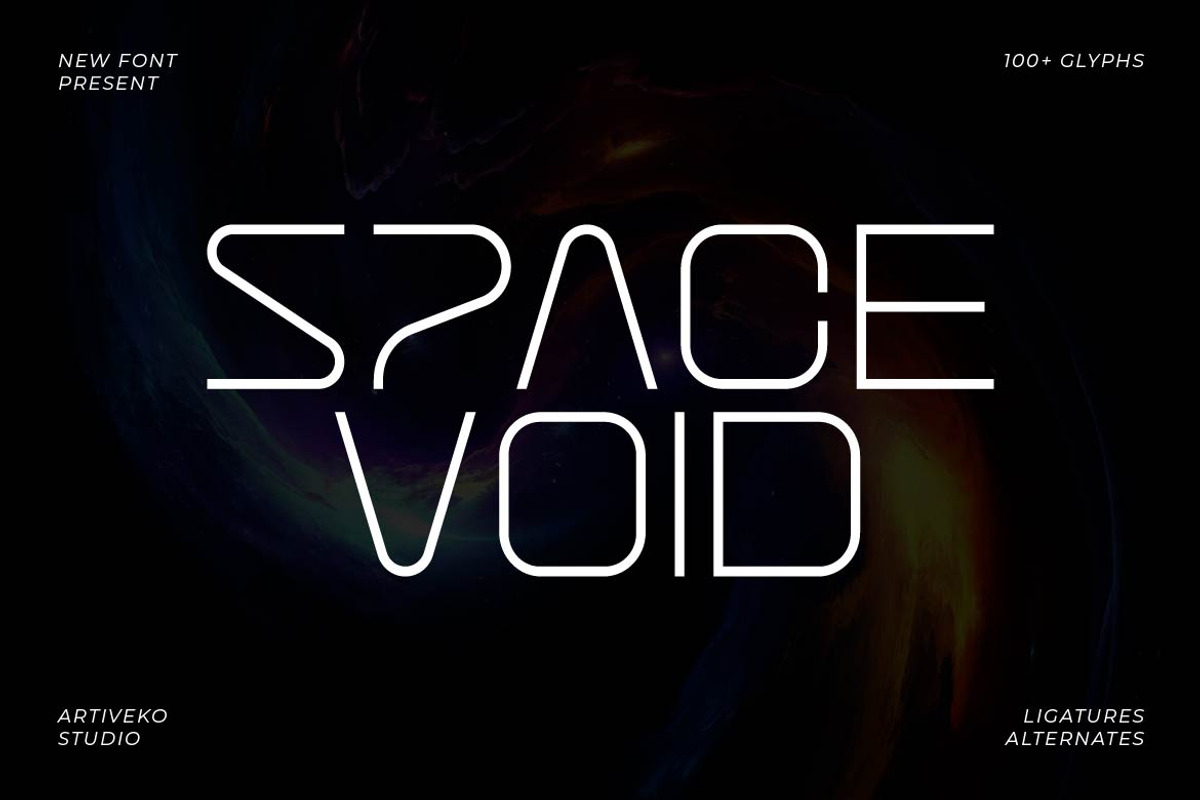 Space Void – Minimal Technology Font, a Sans Serif Font by Artiveko (Photo 1 of 8)