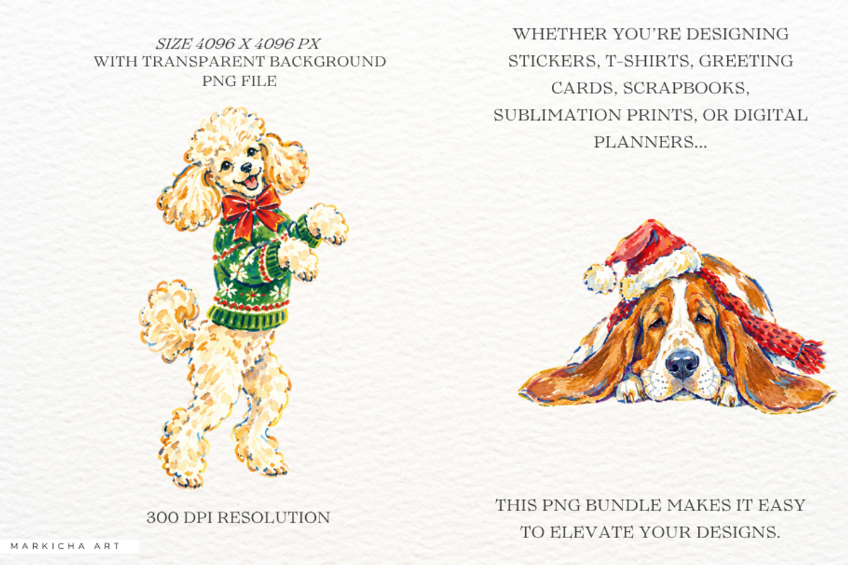 Christmas Dogs PNG, an Animal Illustration by Markicha Art (Photo 2 of 5)
