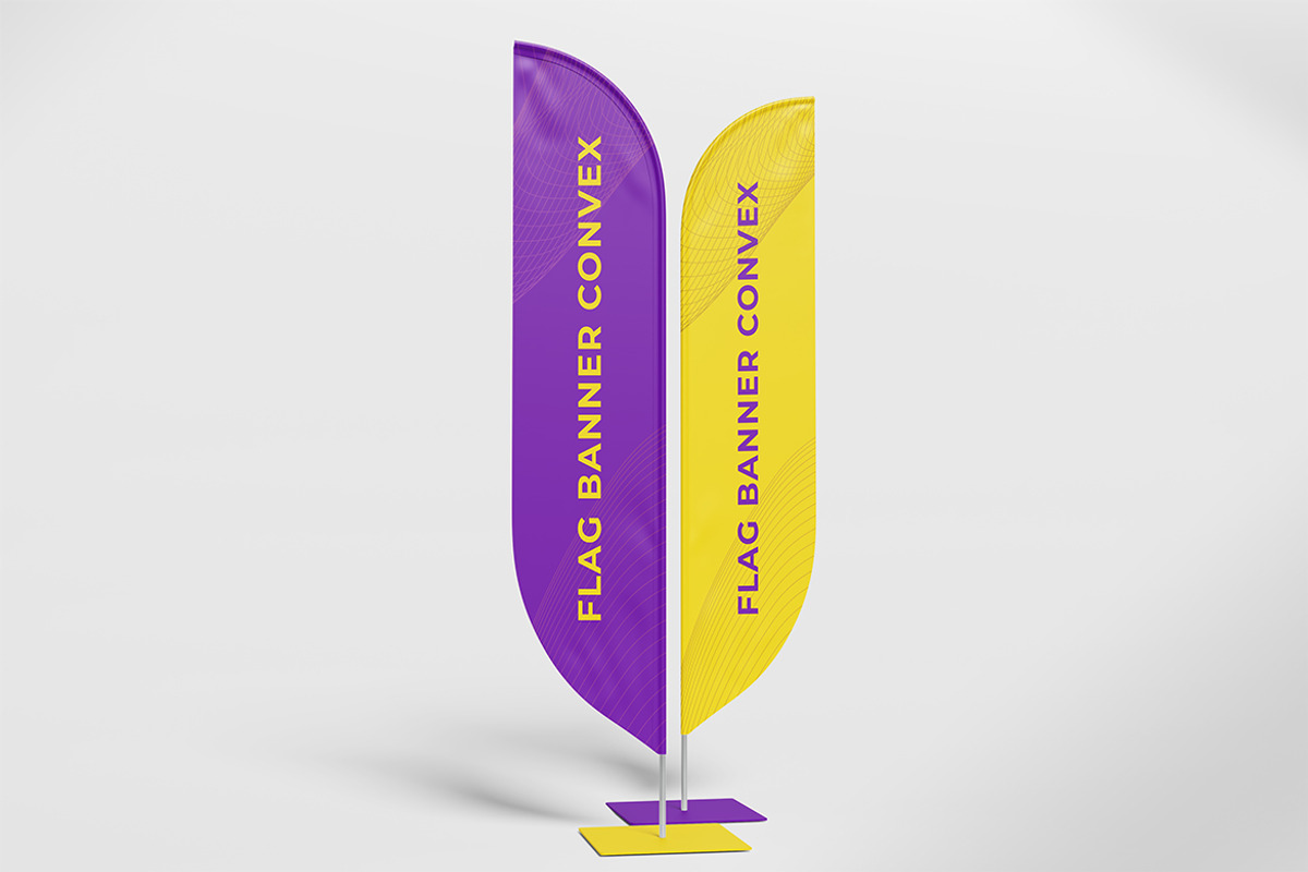 Flag Banner Convex Mockup, an Advertising Mockup by HanaSaka_Studio (Photo 4 of 5)