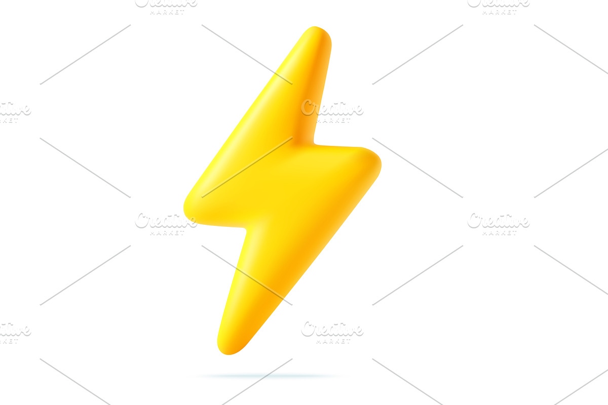 3d Yellow thunder and bolt lighting, an Object Illustration by ModVector