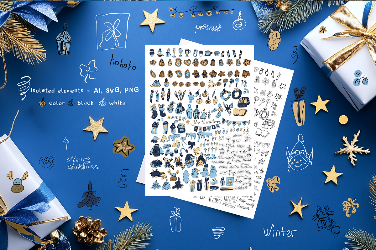 Christmas Doodle Bundle, a Seasonal Illustration by lokfrid (Photo 4 of 9)