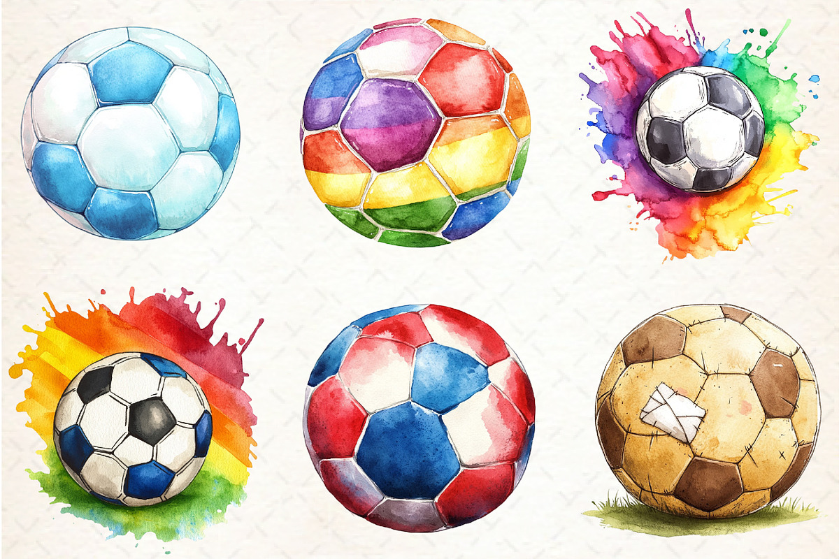 Watercolor Soccer Ball Clipart, an Illustration by Libby Wishes (Photo 5 of 5)