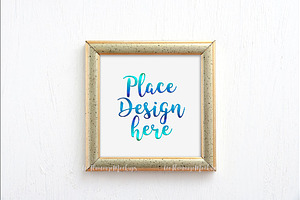 Gold frame square mockup template