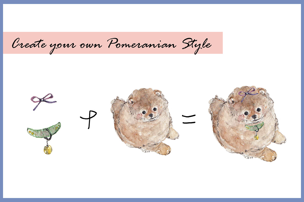 Pomeranian Clipart Digital Paper, an Animal Illustration by VianneArt (Photo 6 of 7)