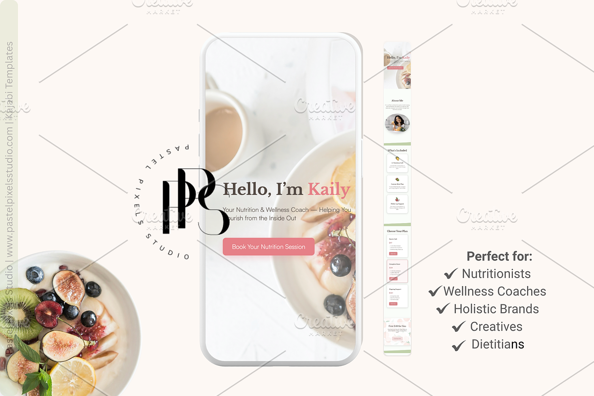 Nutrition Coach Website Template, a HTML Template by Pastel Pixels Studio (Photo 3 of 4)
