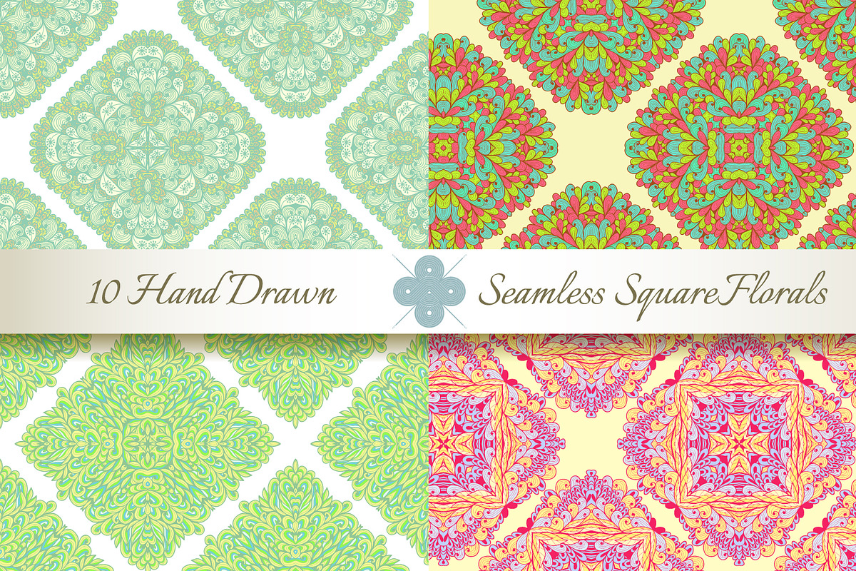 10 Floral Seamless Square Patterns preview 2