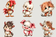 Whimsical Funny Farm Animals Clipart, a Seasonal Illustration by SVGArt (Thumbnail 2 of 5)