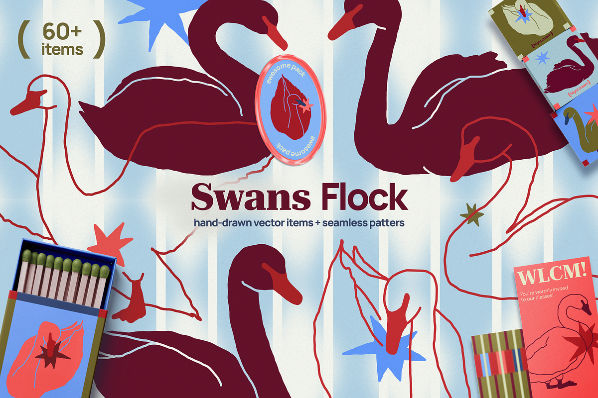 Hand-Drawn Swan Vector Bundle, an Animal Illustration by My.Ordinarty (Photo 1 of 13)
