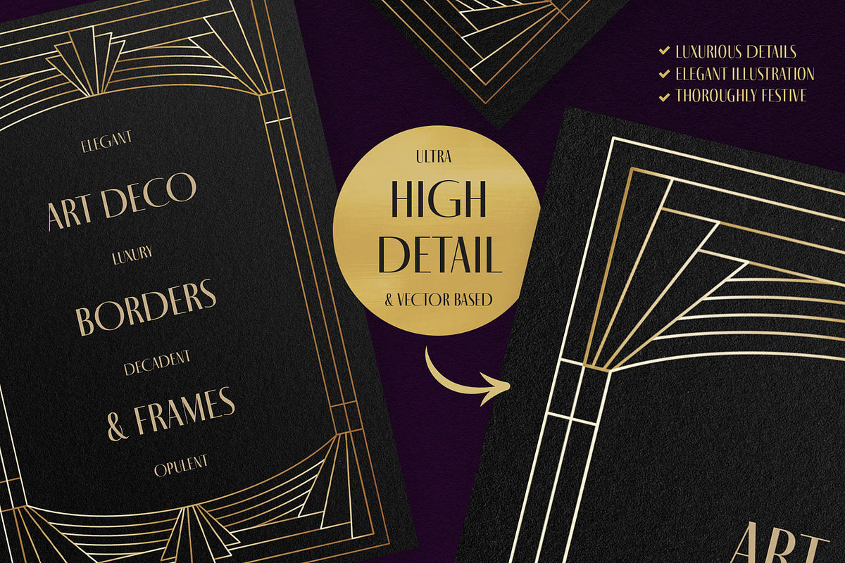 Art Deco Border & Frames, an Object Graphic by DesignerCandies (Photo 5 of 7)
