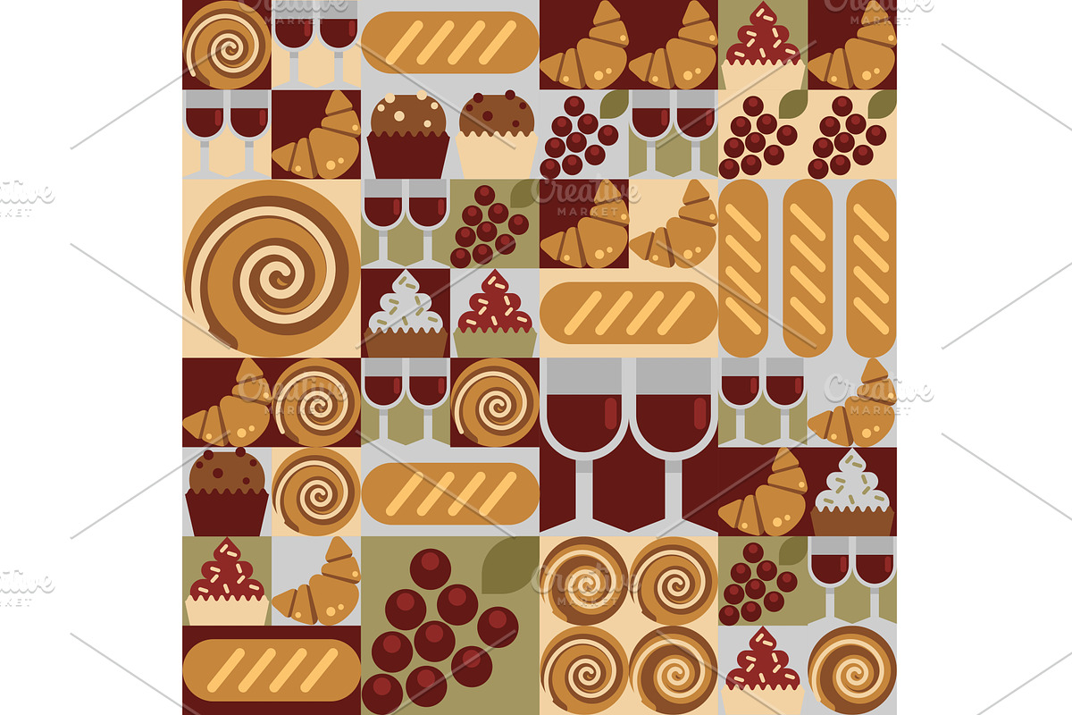 Geometric mosaic for bakery design, an Illustration by art PVP - market
