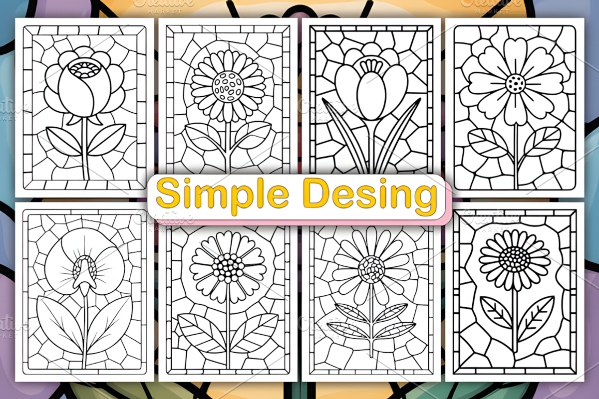 Cozy Stained Glass Flower Coloring, a Decorative Illustration by Ink Gallery (Photo 2 of 5)
