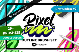 Outline PIXEL Brush set