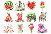 Watercolor Watermelon Garden Clipart, an Illustration by Design Market (Thumbnail 2 of 3)