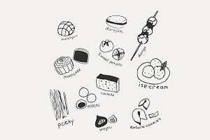 Japanese Food. Hand Drawn