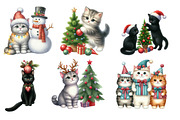 Christmas Cats Clip Art, an Illustration by Designworld (Thumbnail 3 of 6)
