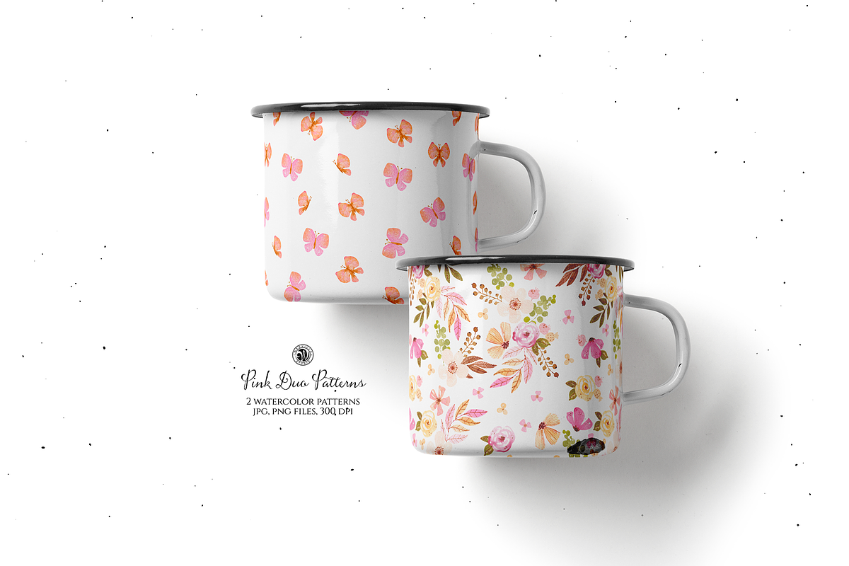 Pink Duo Watercolor Patterns, a Pattern Graphic by Webvilla Studio (Photo 4 of 6)