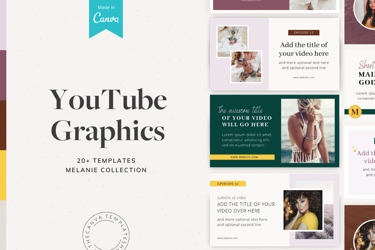The Melanie YouTube Canva Templates, a Social Media Template by The Canva Template Shop (Photo 1 of 6)