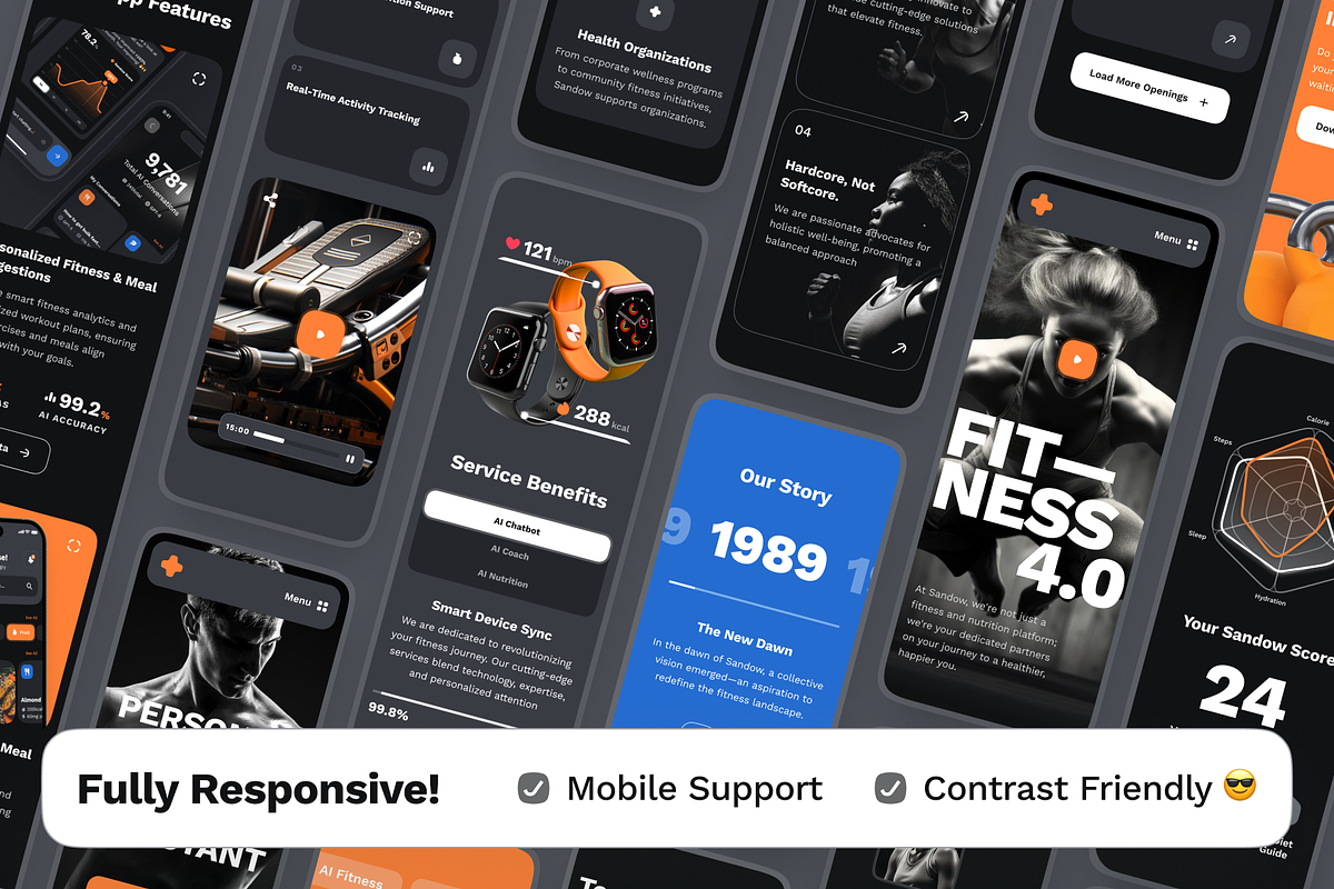 sandow: AI Fitness & Diet Website, a Landing Page Template by strangehelix.bio (Photo 5 of 9)