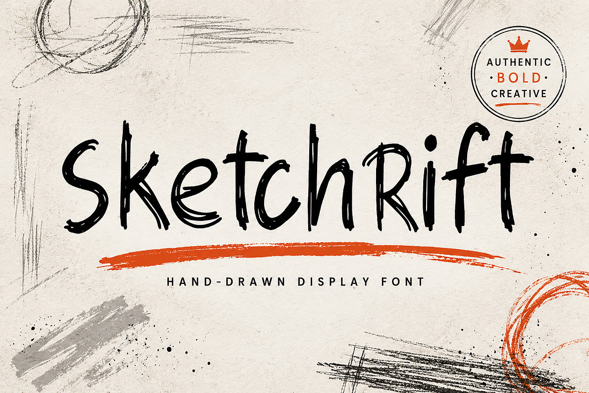 SketchRift – Hand-Drawn Display Font, a Handwritten Font by Wow Magic (Photo 1 of 5)