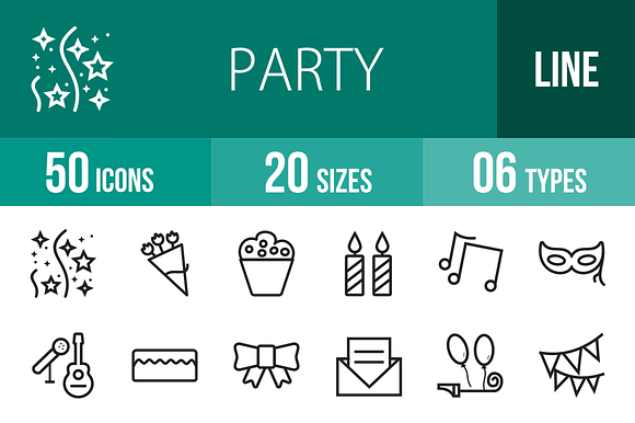 50 Party Line Icons