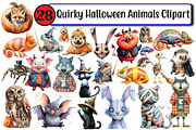 Quirky Halloween Animals Clipart, an Illustration by Design Market (Thumbnail 1 of 3)