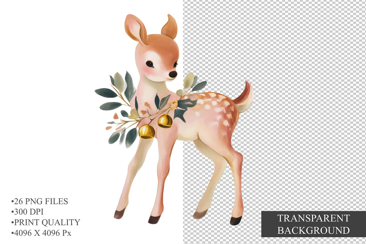 Woodland Deer Clipart, a Seasonal Illustration by Housui Patterns (Photo 3 of 13)