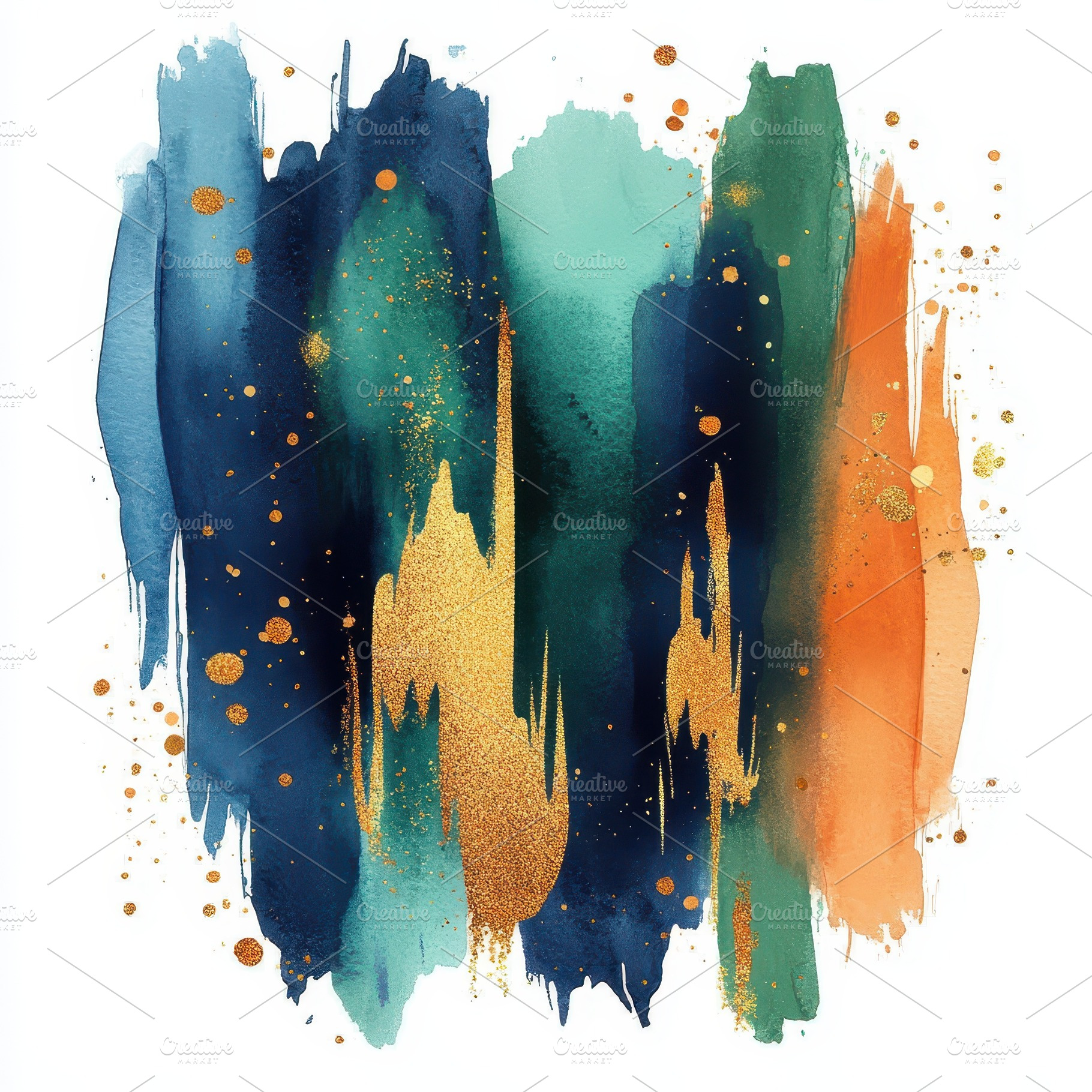 Abstract Watercolor Painting Gold Te, an Abstract Photo by Pixeness Studio