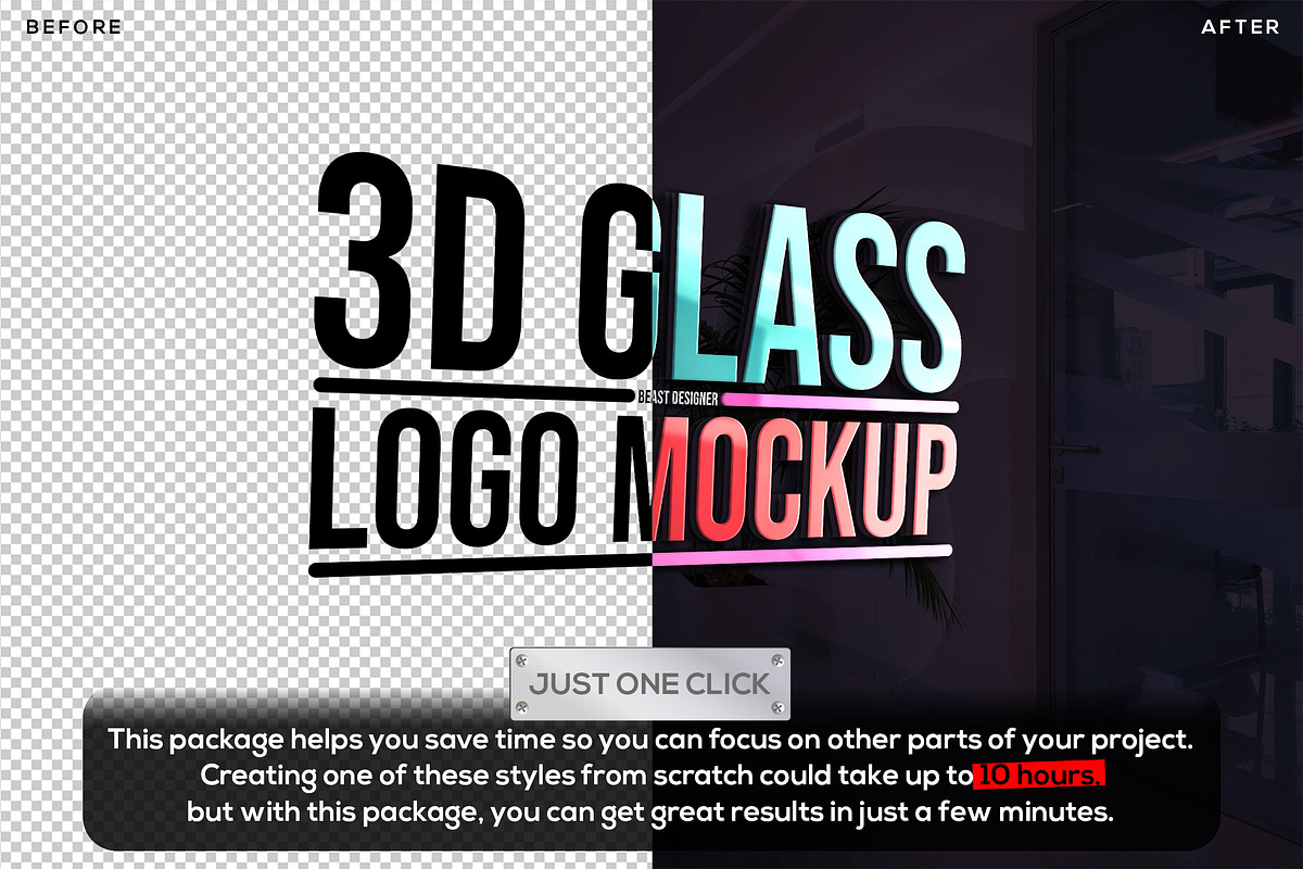 3D Glass Logo Mockup Text Effect PSD, a Layer Style Add-On by Beast Designer (Photo 2 of 2)