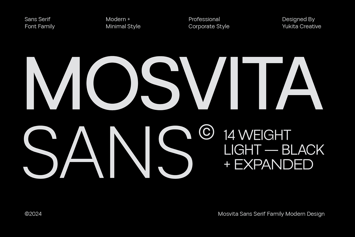 Mosvita Sans Serif Family Font, a Sans Serif Font by Yukita Creative (Photo 1 of 13)