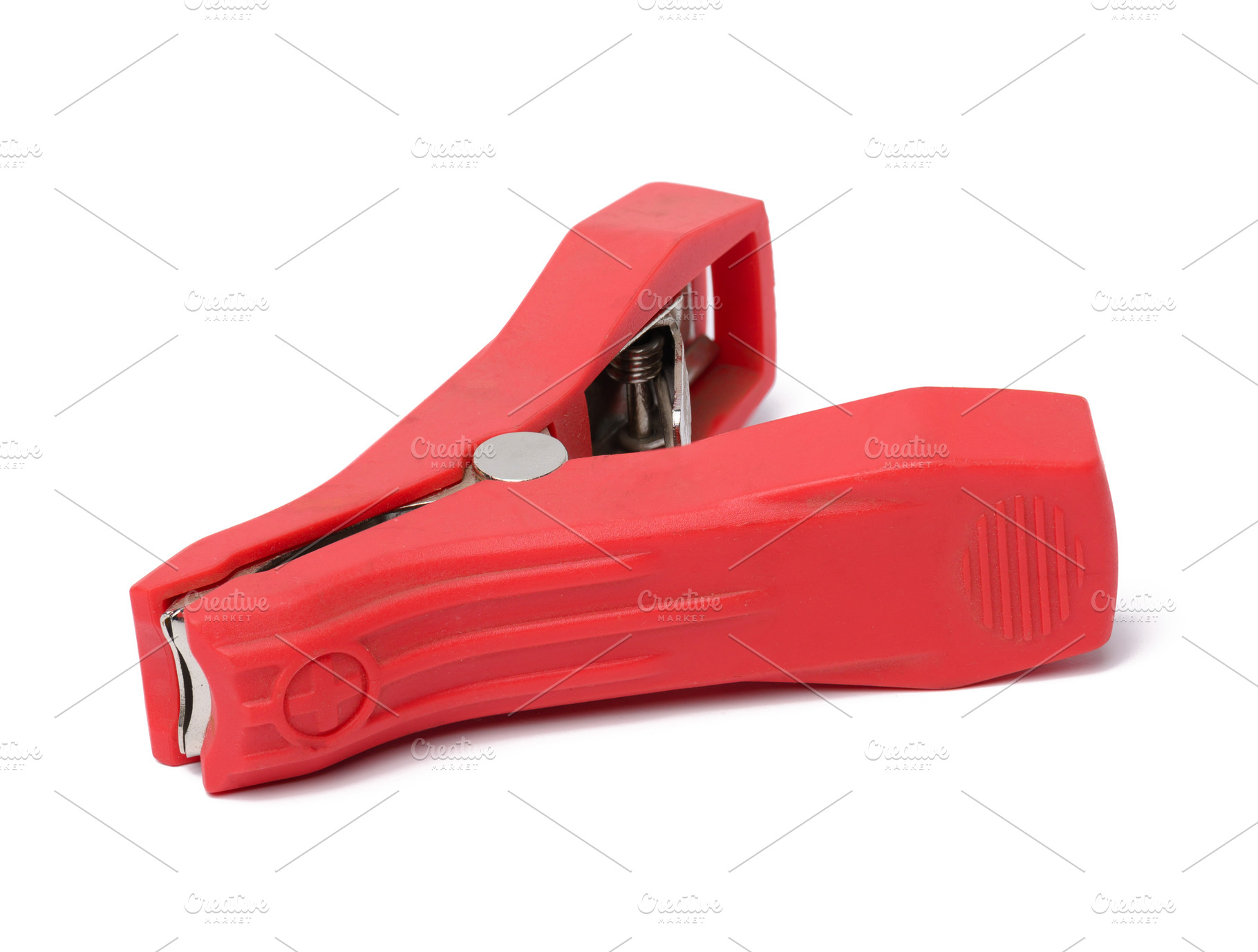 Crocodile clip for cigarette lighter wires isolated on white bac, an Industrial Photo by ndanko
