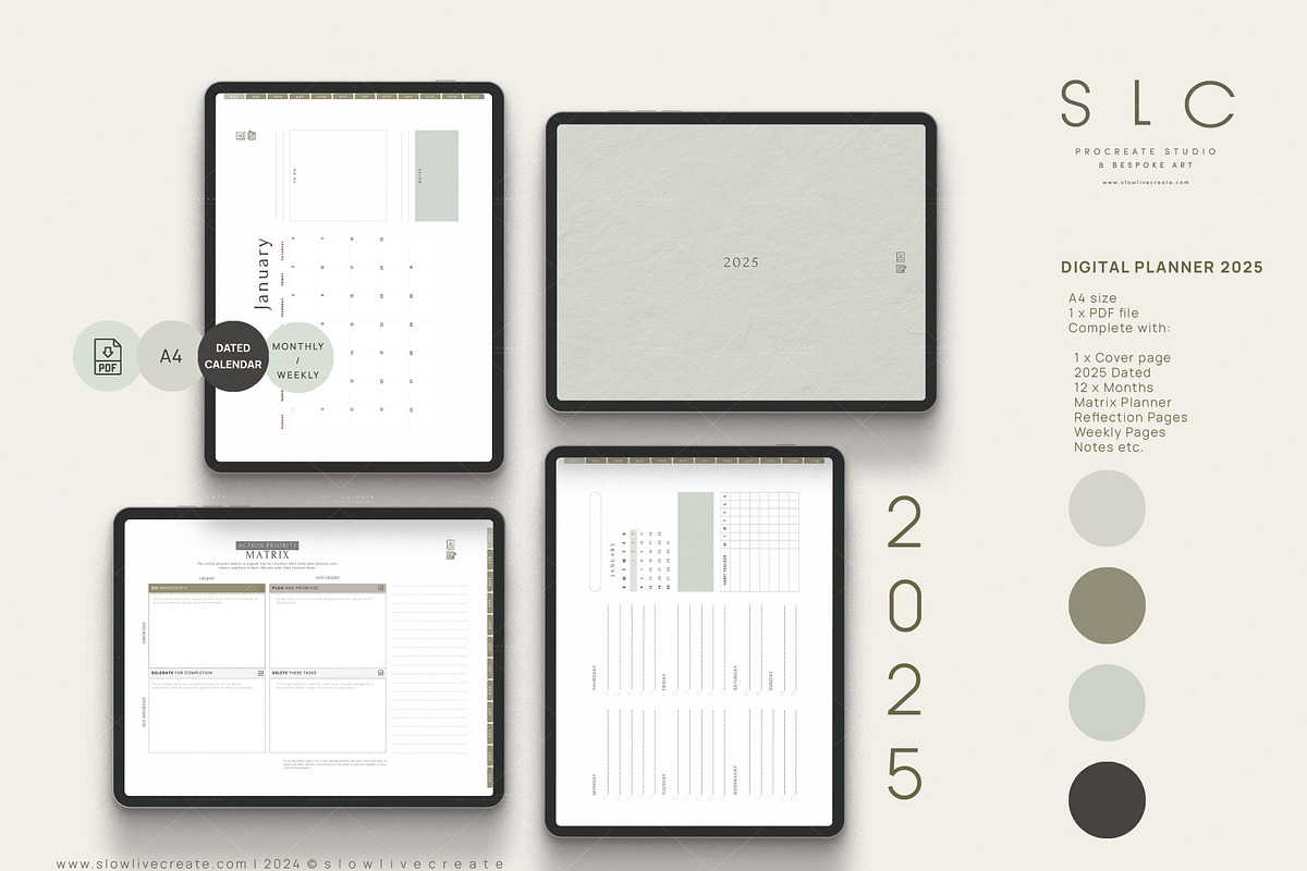NEW Minimalist 2025 Digital Planner, a Templates & Theme by slowlivecreate (Photo 4 of 4)