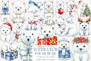 Watercolor Polar Bear Christmas PNG, an Illustration by SinaCreation (Thumbnail 1 of 7)