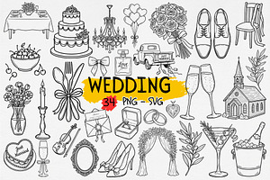 Wedding Clipart Set SVG PNG, an Object Graphic by iloveTemplate