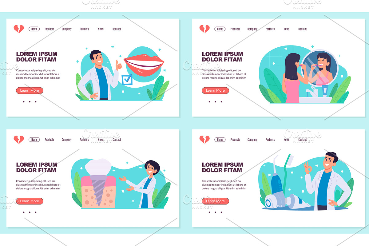 Dentist landing. medical website, a Healthcare Illustration by Onyx