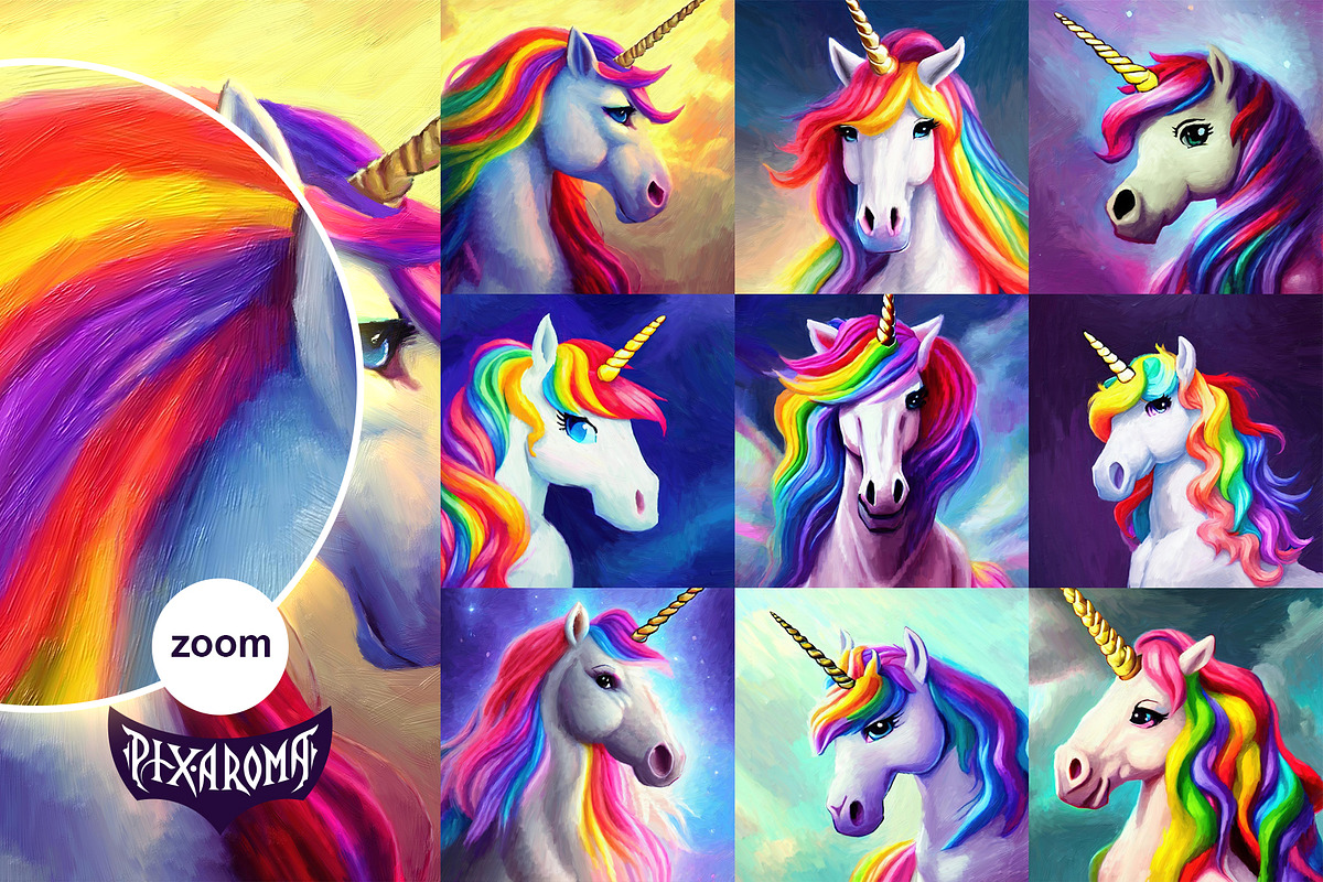 Unicorn Oil Paintings, an Animal Illustration by pixaroma (Photo 2 of 9)