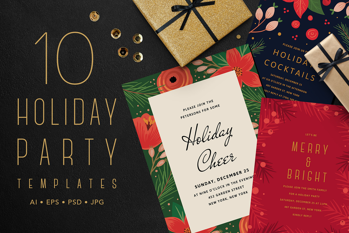 HOLIDAY PARTY TEMPLATES, an Invitation Template by Pixejoo (Photo 1 of 6)