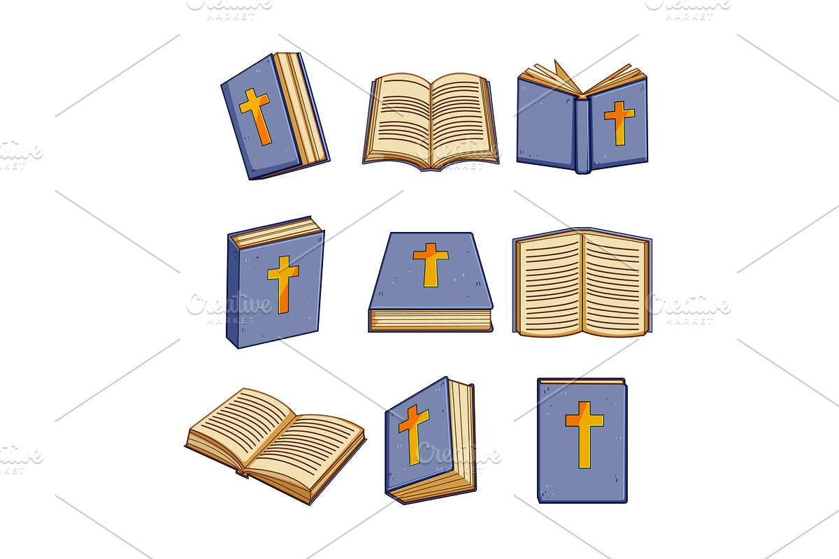Holy bibles vector set with crosses, an Illustration by pikepicture