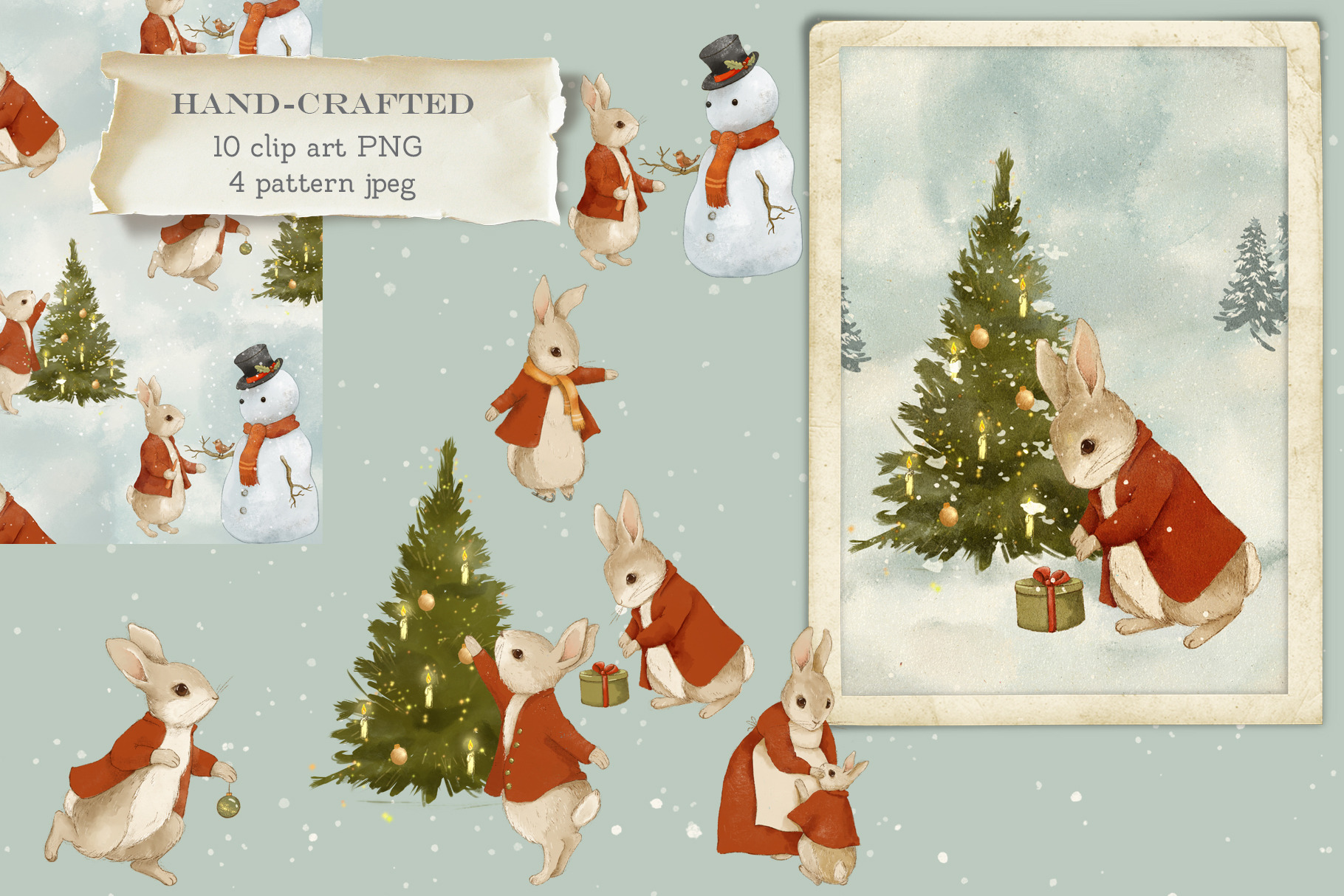 Vintage Christmas Peter Rabbit Set