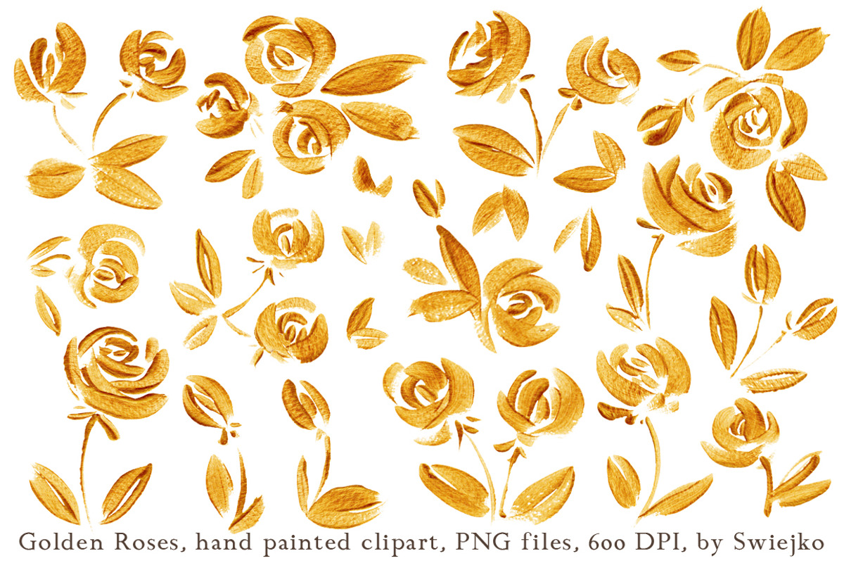 Golden Roses clipart set, an Illustration by swiejko (Photo 2 of 2)