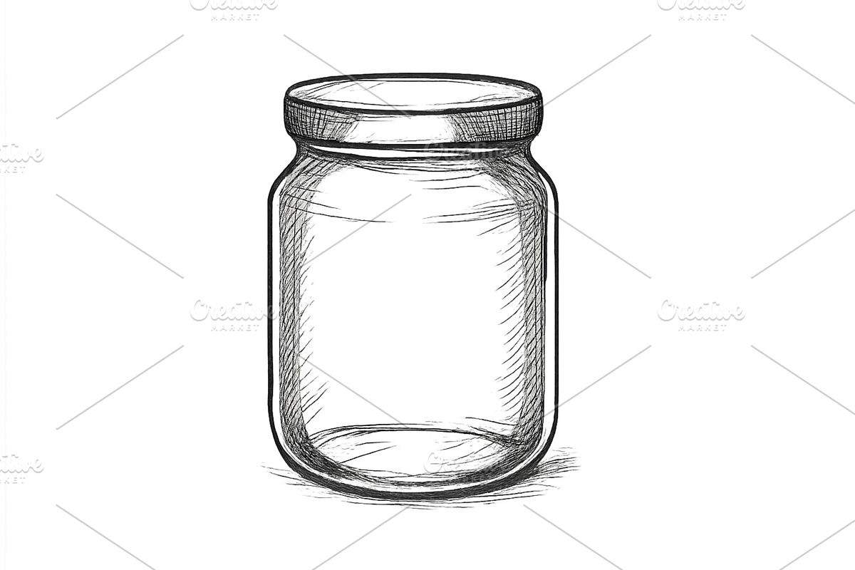 Empty glass jar on a white, a Food Illustration by ZinetroN