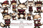 Whimsical Fox Clipart, an Illustration by DreamCafeArt (Thumbnail 1 of 7)