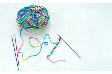 Threads and crochet hook. Selective, an Arts & Entertainment Photo by yanadjana