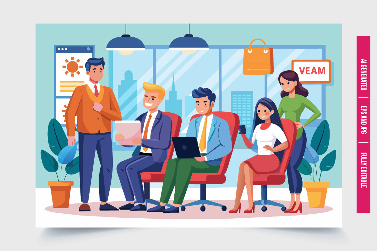 Collaborating in Office, a Finance Illustration by Tanuart (Photo 3 of 3)