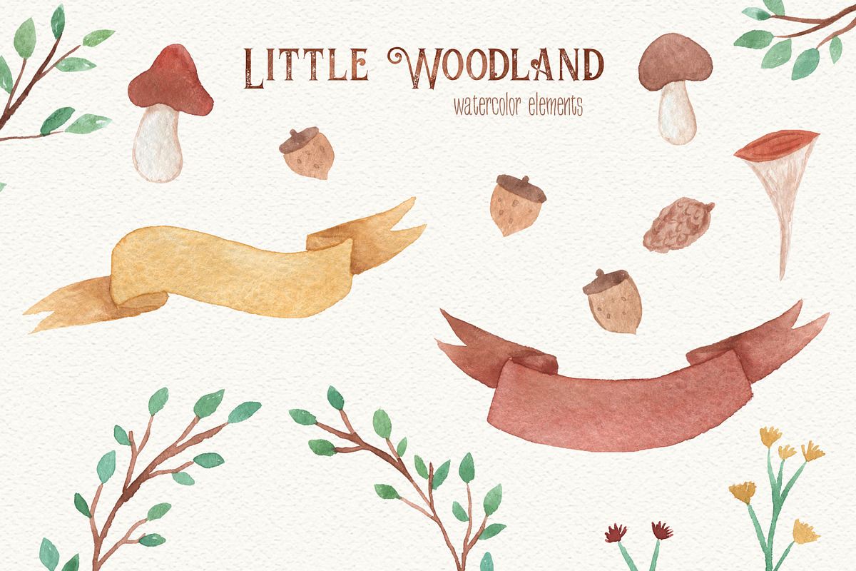 Woodland Animals Watercolor Clipart, an Animal Illustration by LeMagiqueBoutique (Photo 3 of 5)